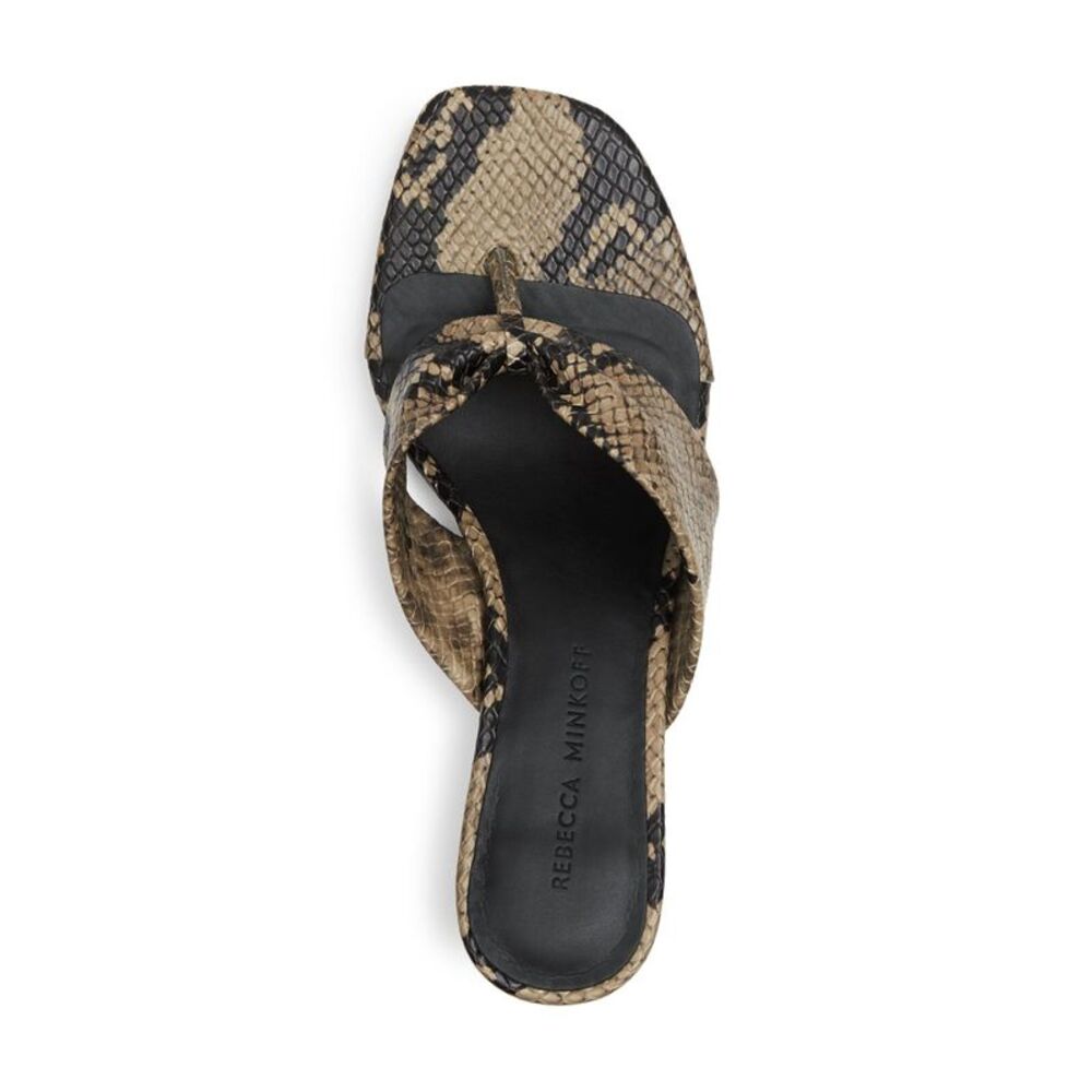 REBECCA MINKOFF Womens Sandrift Beige Snakeprint Abrianna Thong Sandals 7.5 M - Picture 3 of 4